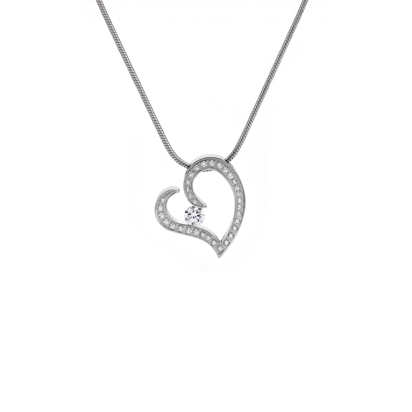 PT092W B.Tiff Pavé  Heart Pendant