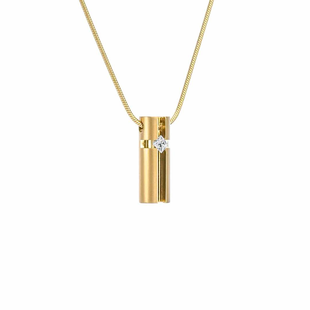 PT099G B.Tiff Gold 3D Small Cross Croixlumière Pendant Necklace