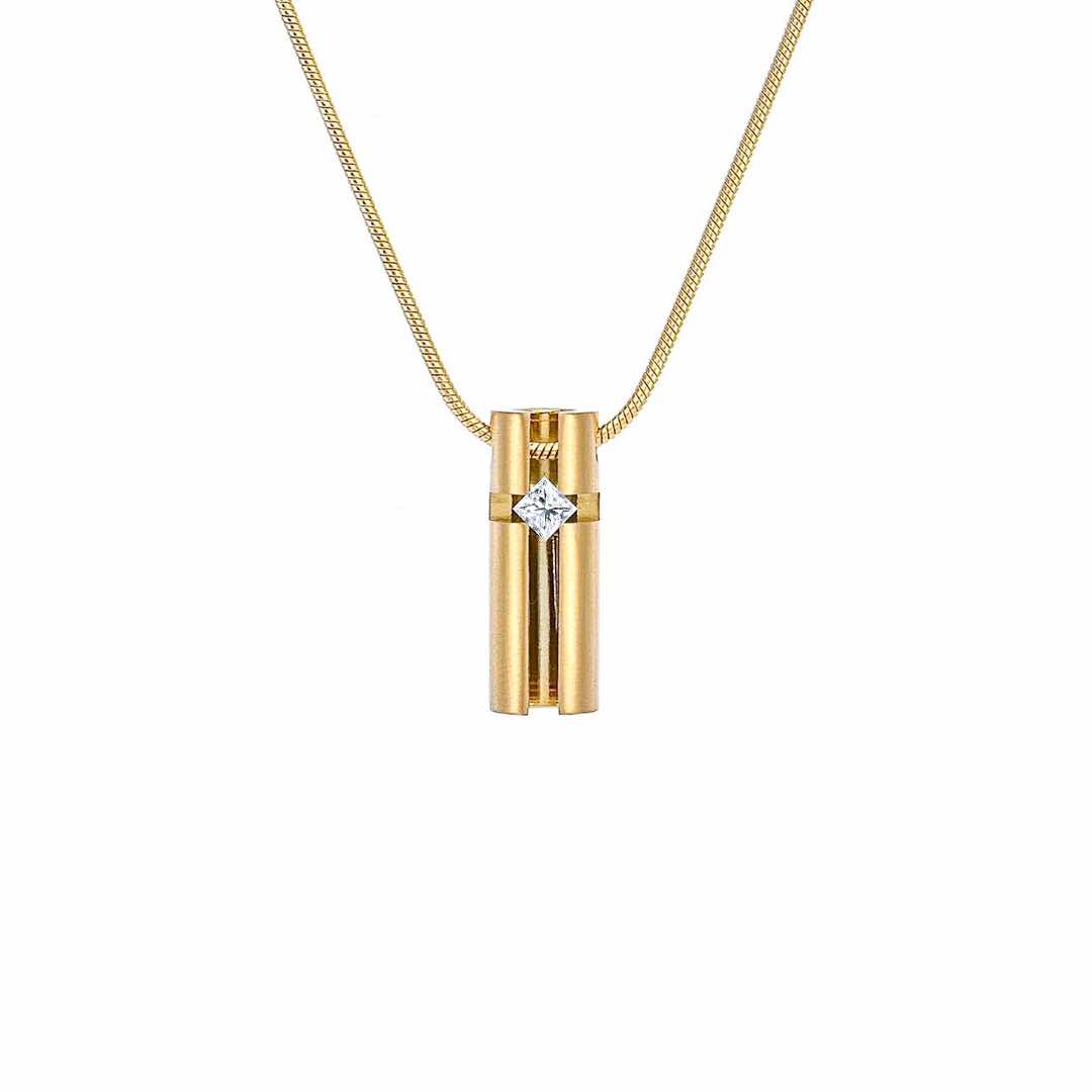 PT099G B.Tiff Gold 3D Small Cross Croixlumière Pendant Necklace