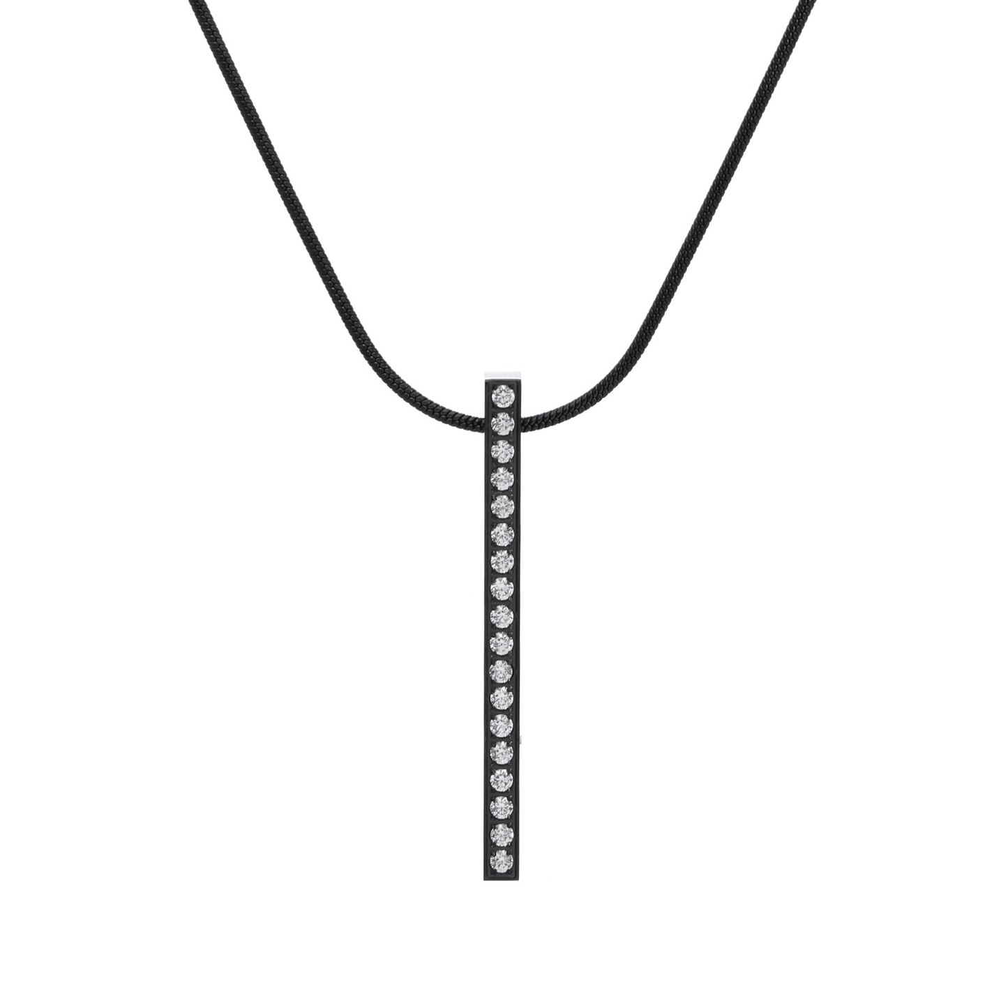 PT107B B.Tiff Black 18-Stone Bar Pendant