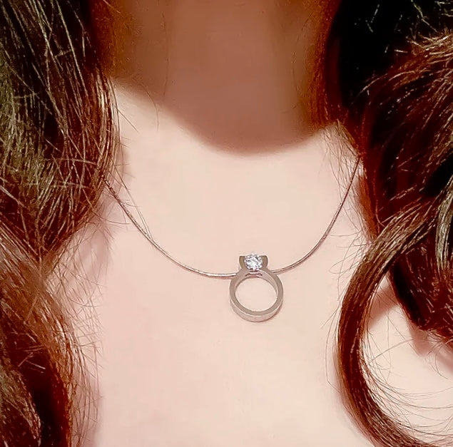 PT117W B.Tiff 1 CT Tension Ring Pendant Necklace