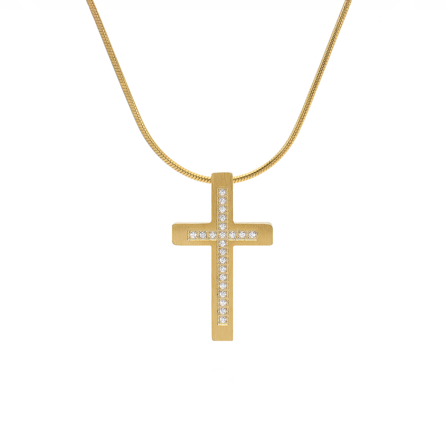 PT229G B.Tiff Gold Pavé Cross Pendant