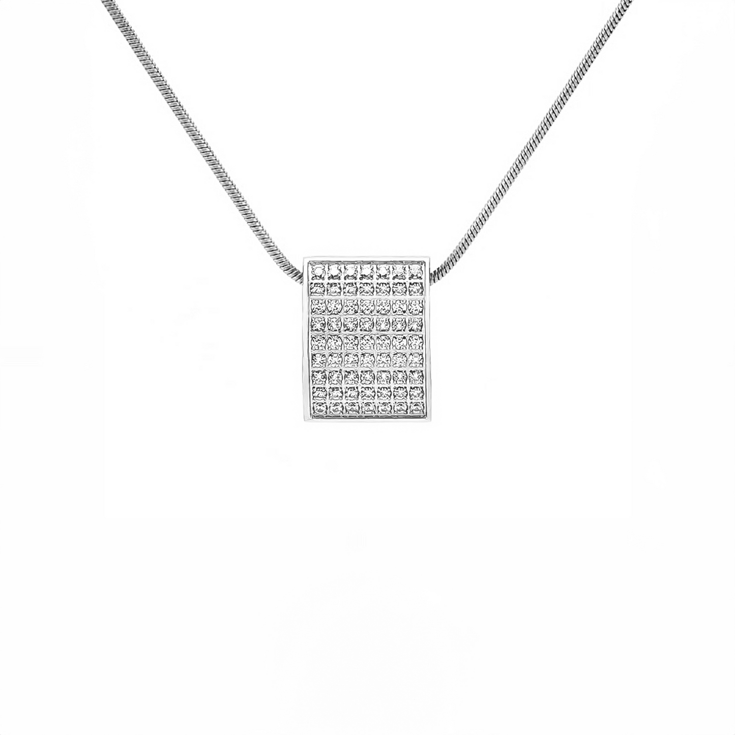 PT444W B.Tiff Pavé Oreiller Pendant Necklace with Coil Chain