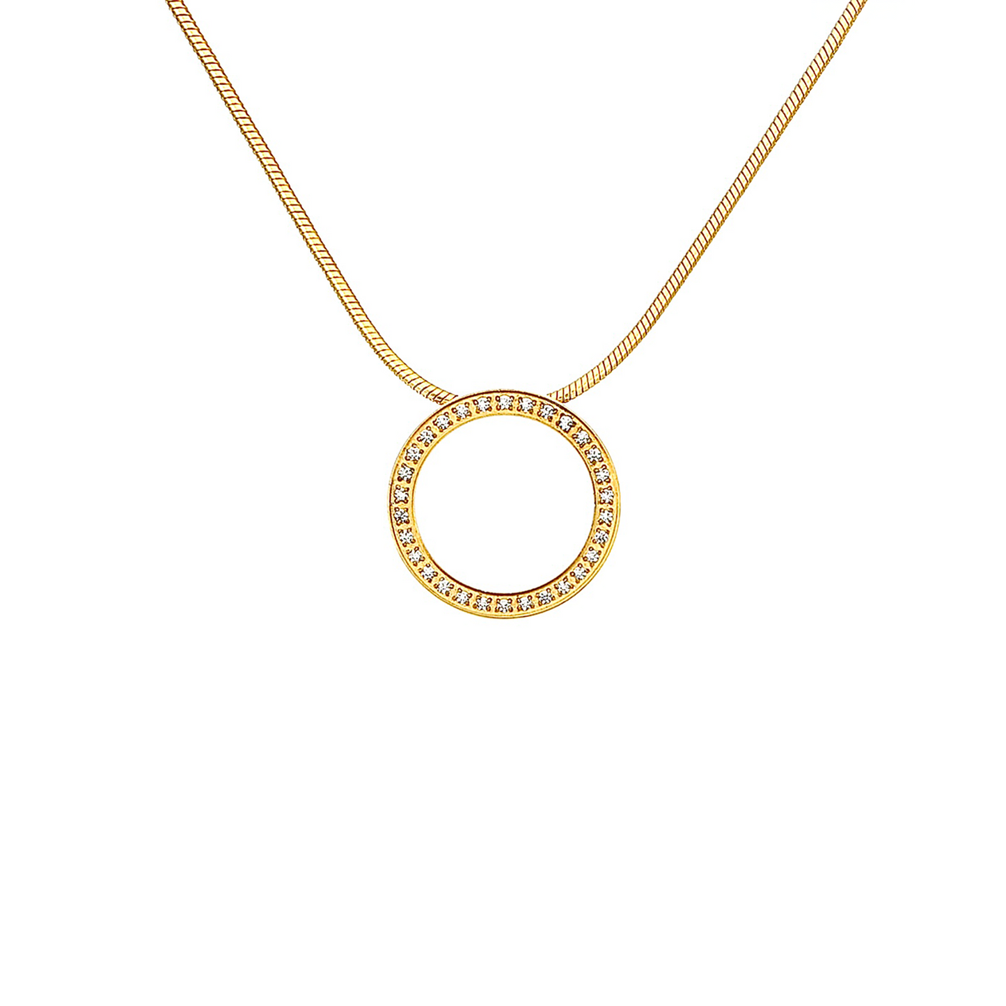 PT800GW B.Tiff White Enamel Gold Pavé 30-Stone Halo Pendant