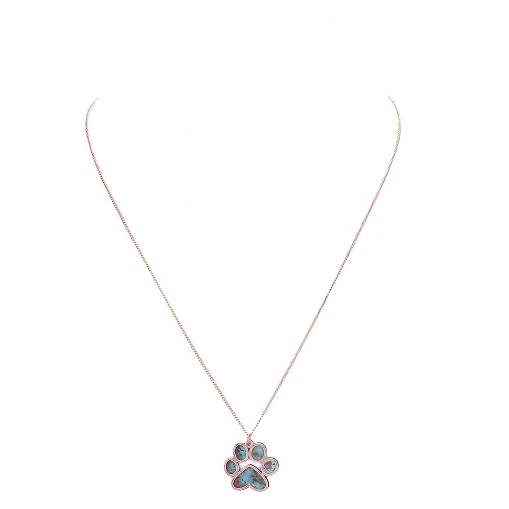 Two Tone Brass Metal Paw Pendant Necklace