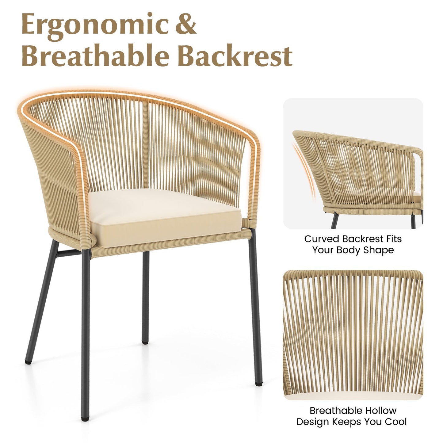 Patio Chairs Set of 4 with