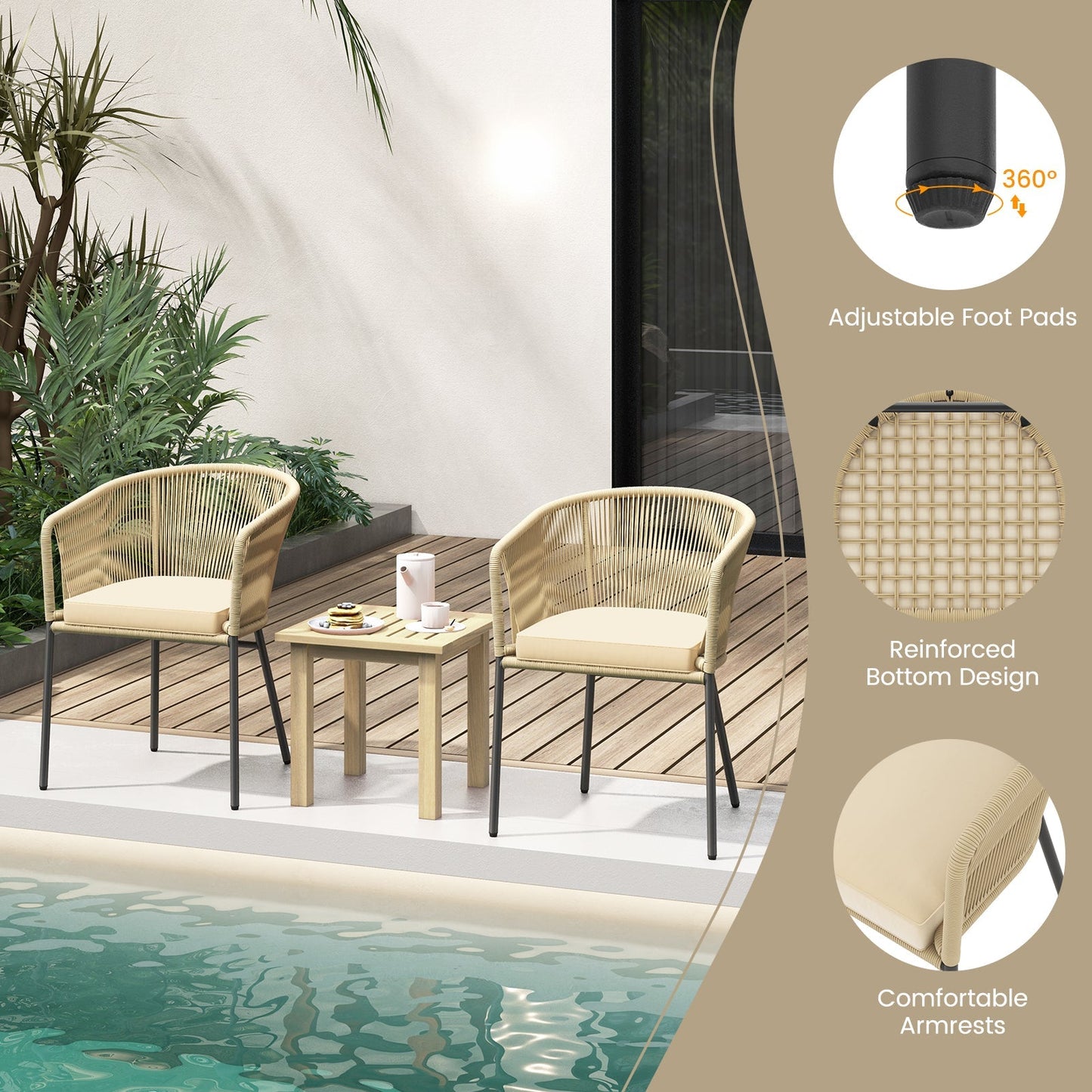 Patio Chairs Set of 4 with