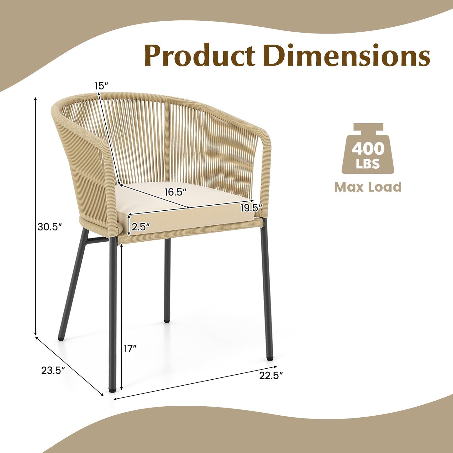 Patio Chairs Set of 4 with