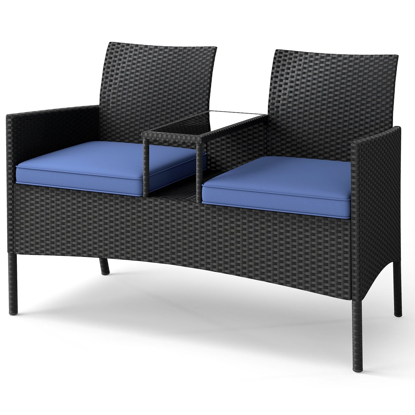 Patio Loveseat with Built-in Table for Backyard Porch
