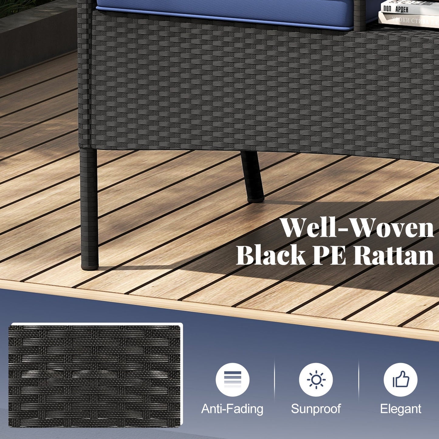 Patio Loveseat with Built-in Table for Backyard Porch