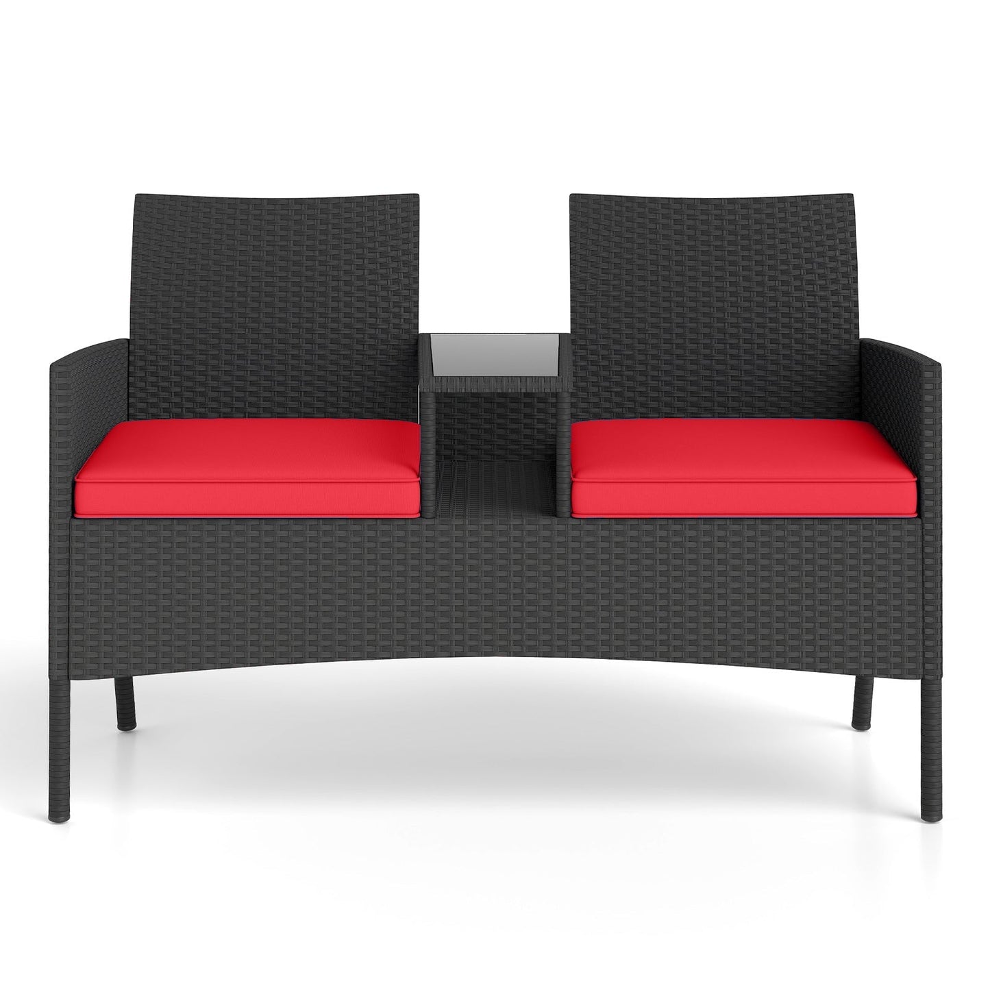 Patio Loveseat with Built-in Table for Backyard Porch