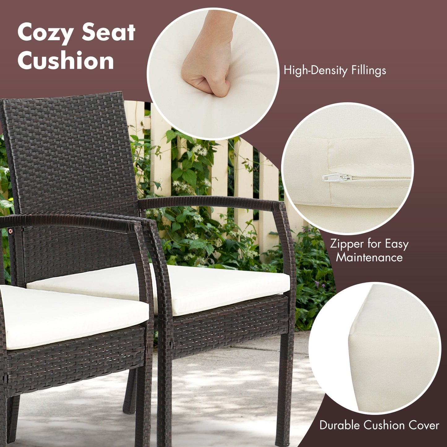 9 Pieces Patio Rattan Dining Set with Acacia Wood Table for Backyard Garden
