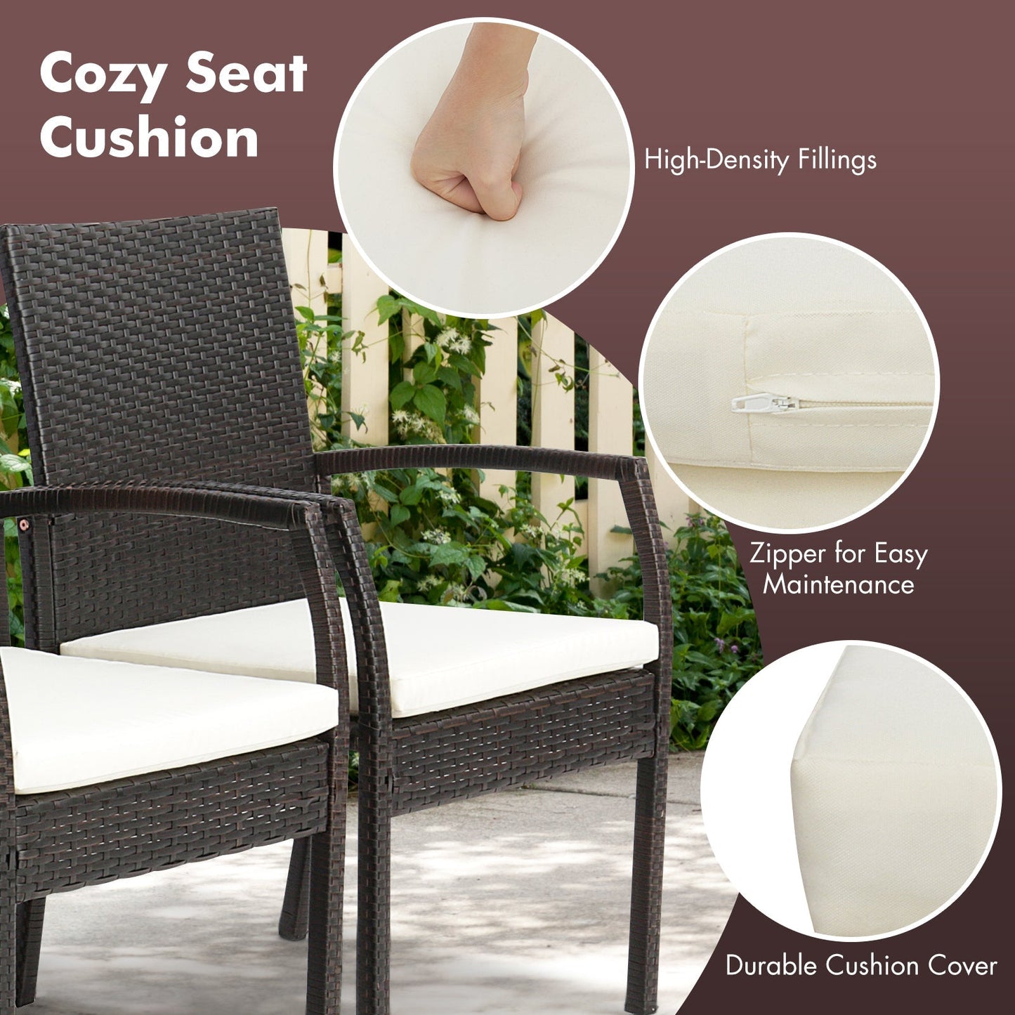 9 Pieces Patio Rattan Dining Set with Acacia Wood Table for Backyard Garden