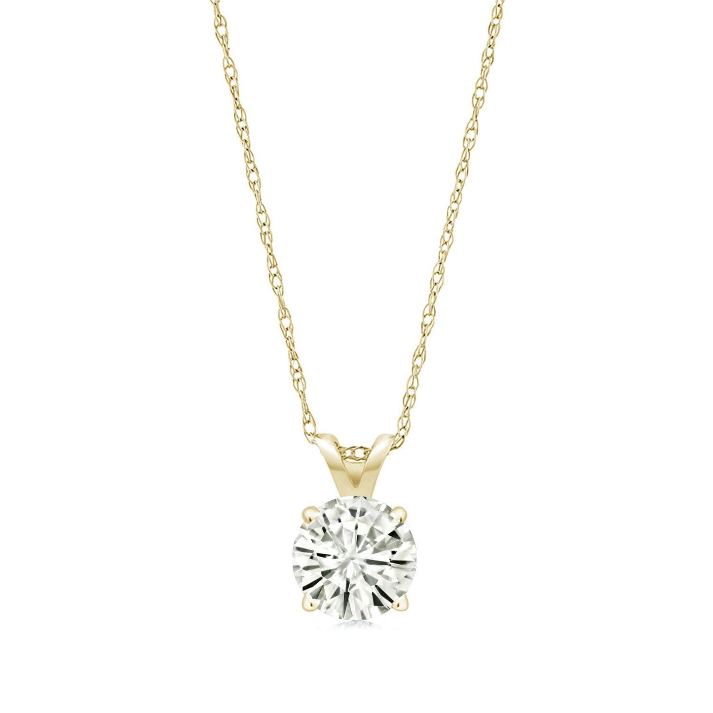 2.00 CTW Created Moissanite Solitaire Pendant Necklace with 18" Chain - Choice of 14k White or Yellow Gold