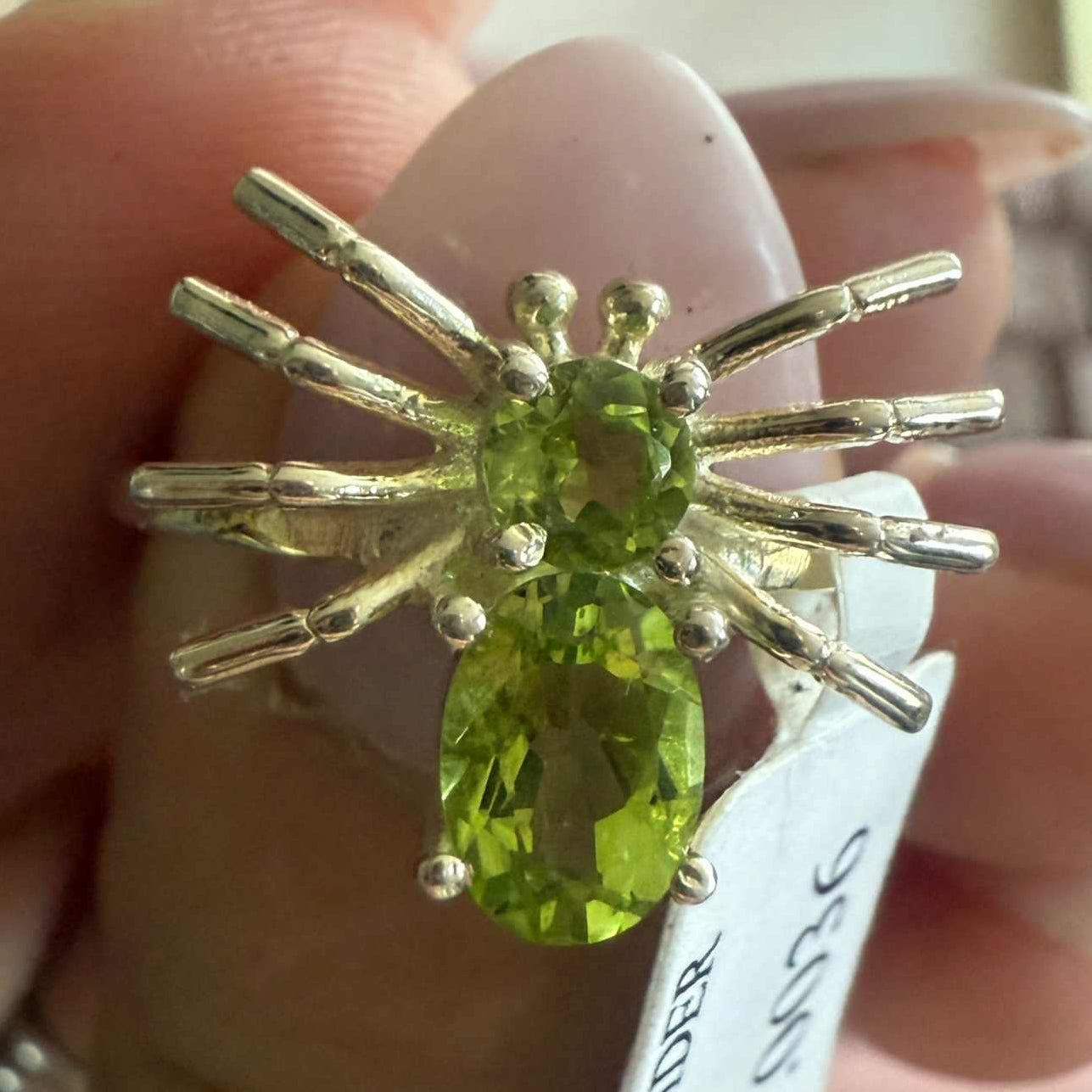 Gemstone Spider Ring in Sterling Silver or Gold Vermeil