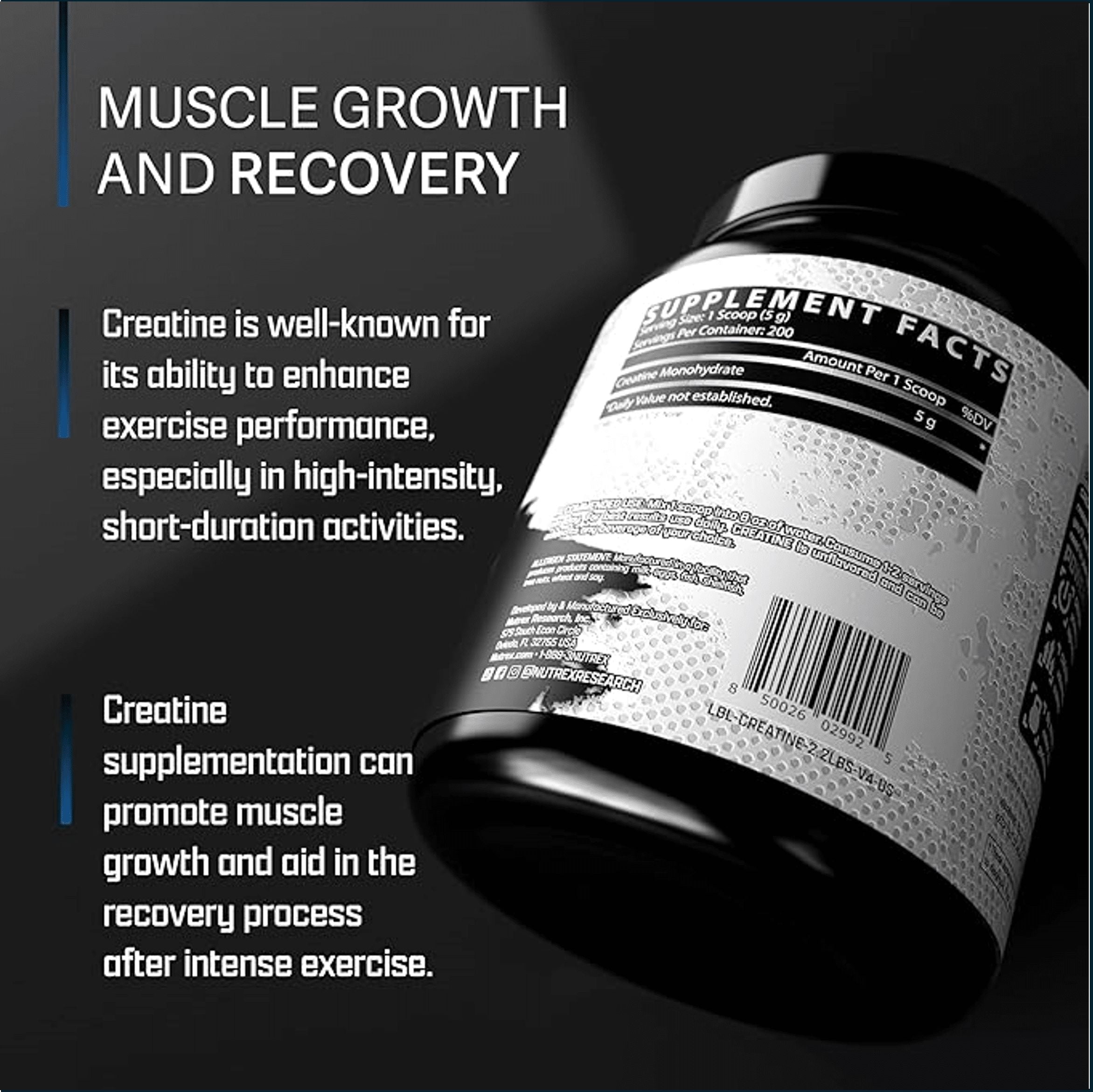 Nutrex Creatine Monohydrate, 200 Servings