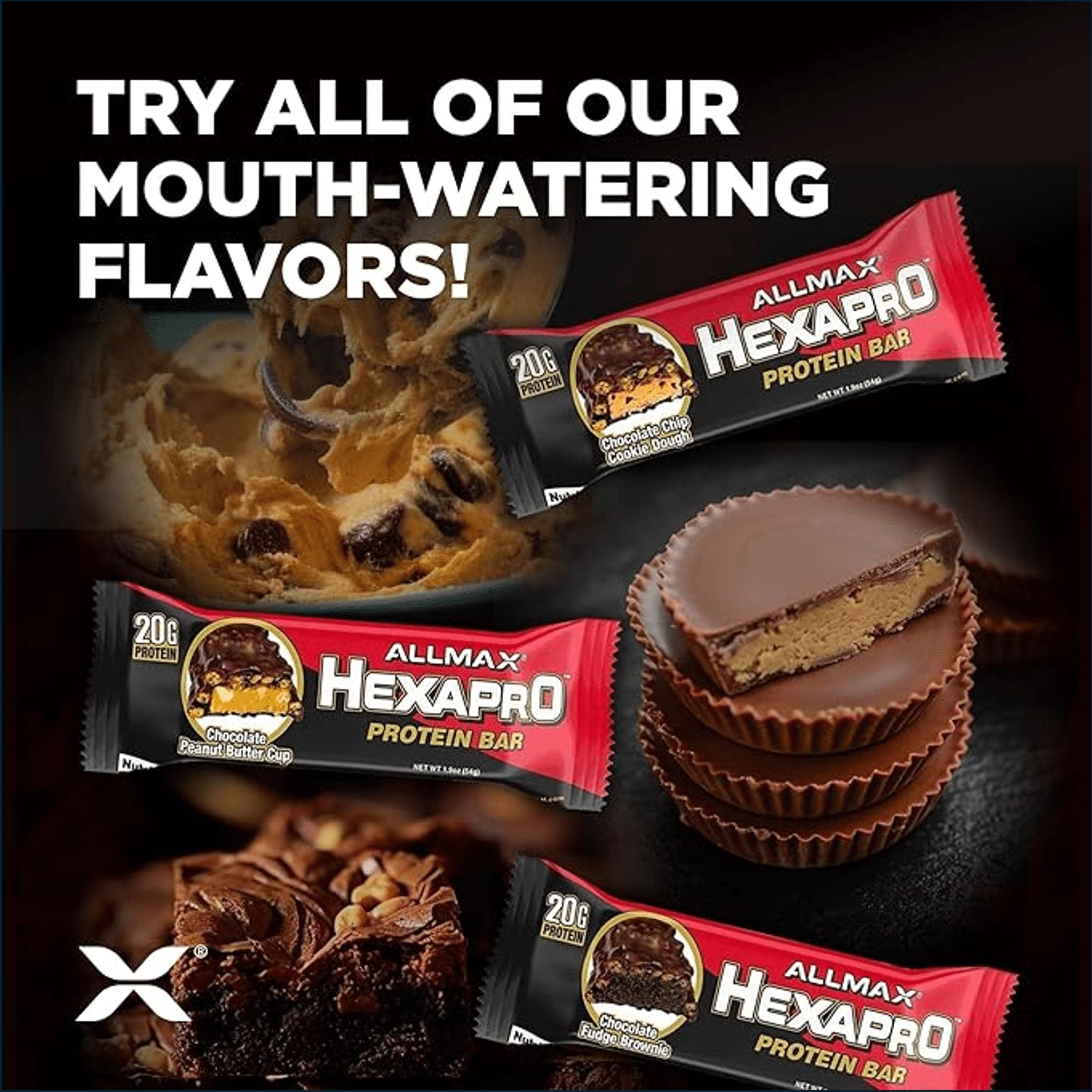 AllMax Hexapro Protein Bar 54g, 12 Single Bars
