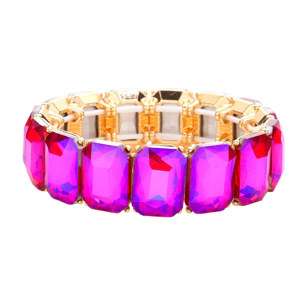 Emerald Cut Stone Stretch Evening Bracelet