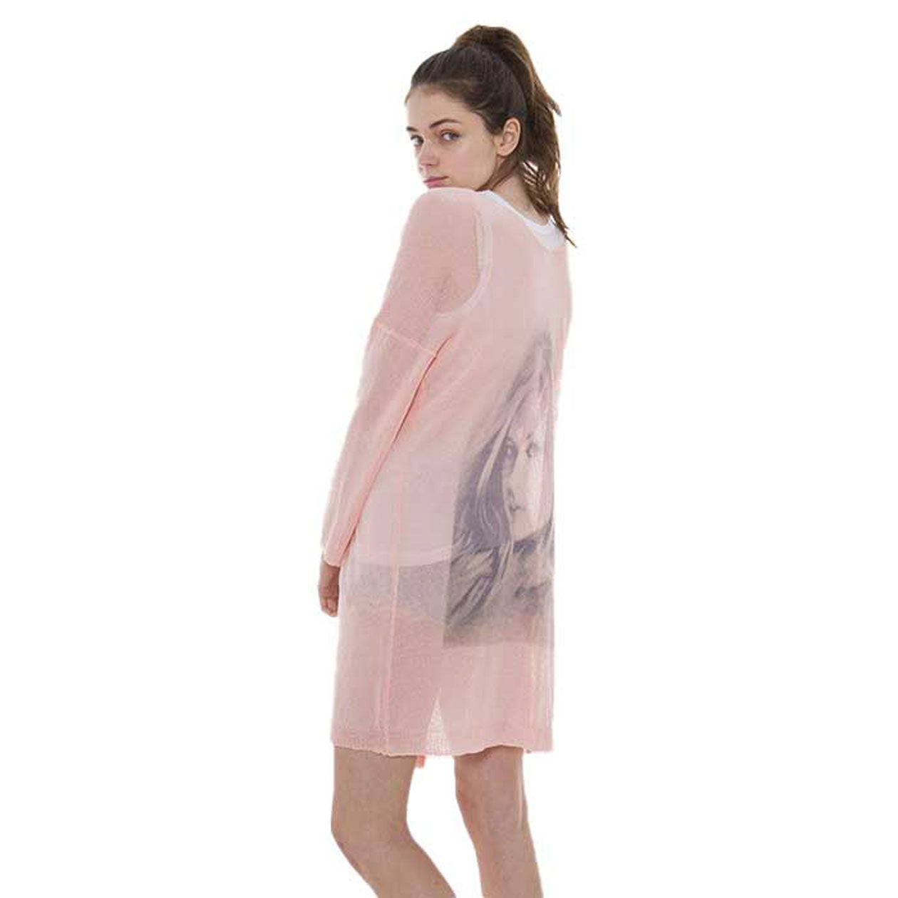Solid Portrait Print on Back Cardigan