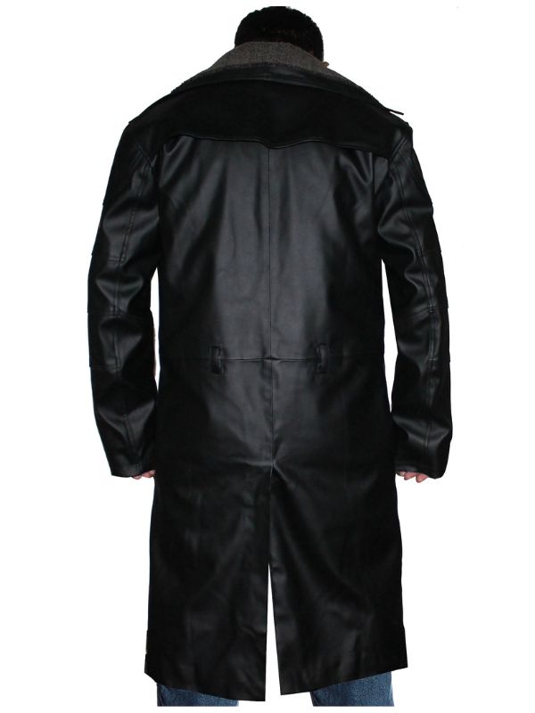 Plain Long Leather Winter Coat