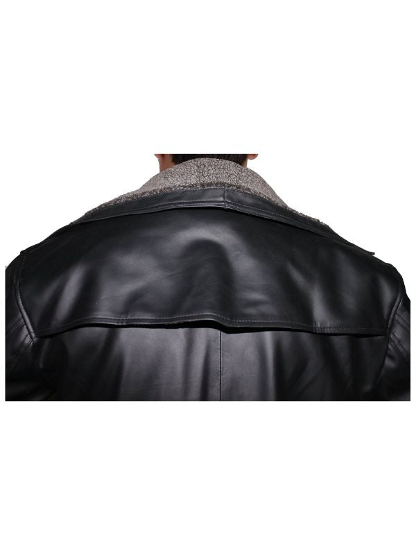 Plain Long Leather Winter Coat