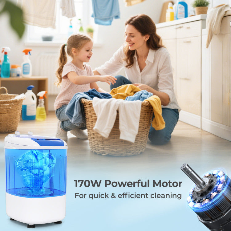 Portable Mini Semi-automatic Washing Machine with Spin Tub and Drain Hose 2.5 kg Capacity