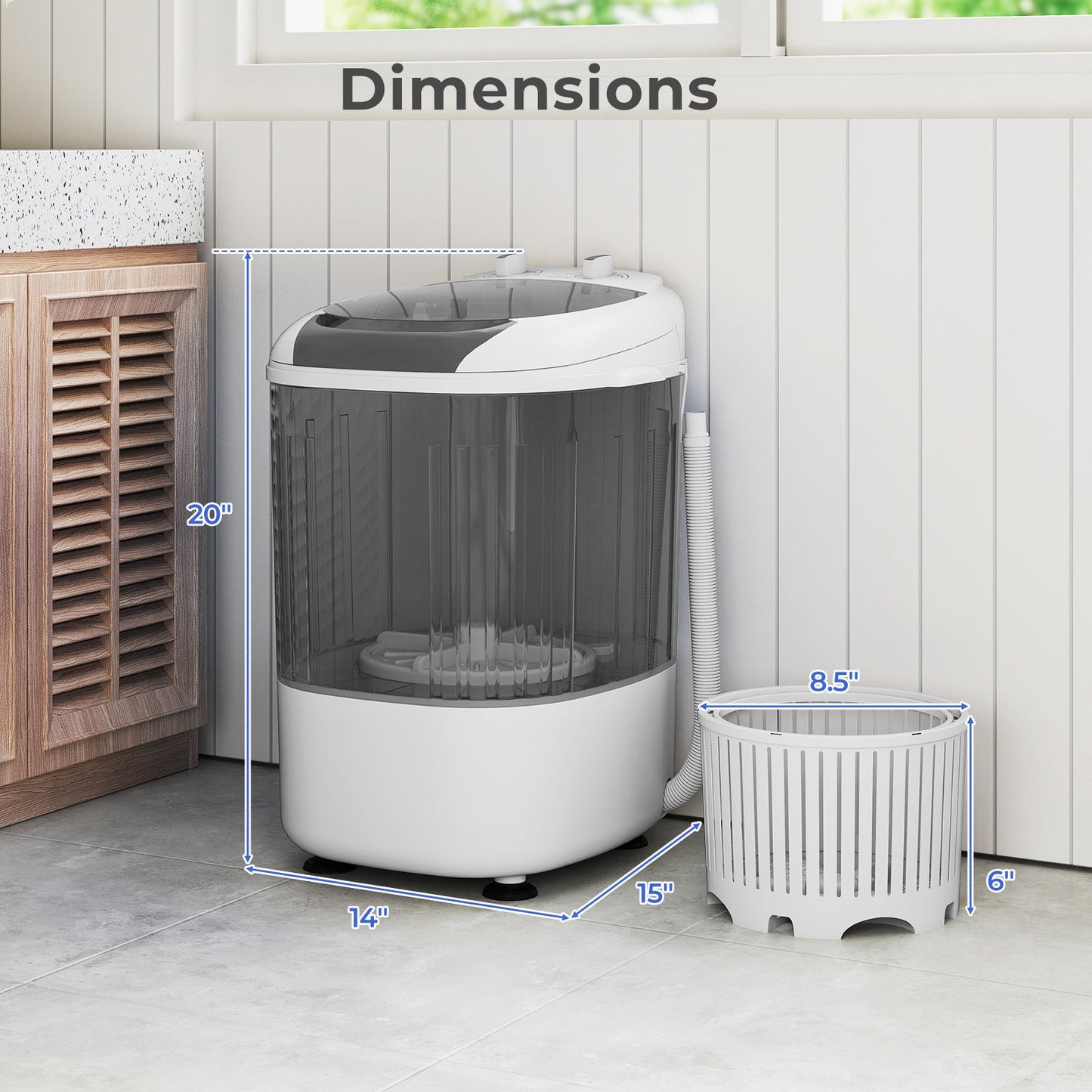 Portable Mini Semi-automatic Washing Machine with Spin Tub and Drain Hose 2.5 kg Capacity