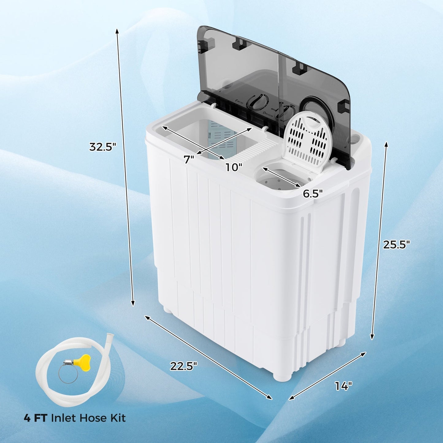 17.6 lbs Portable Washing Machine with Drain Pump