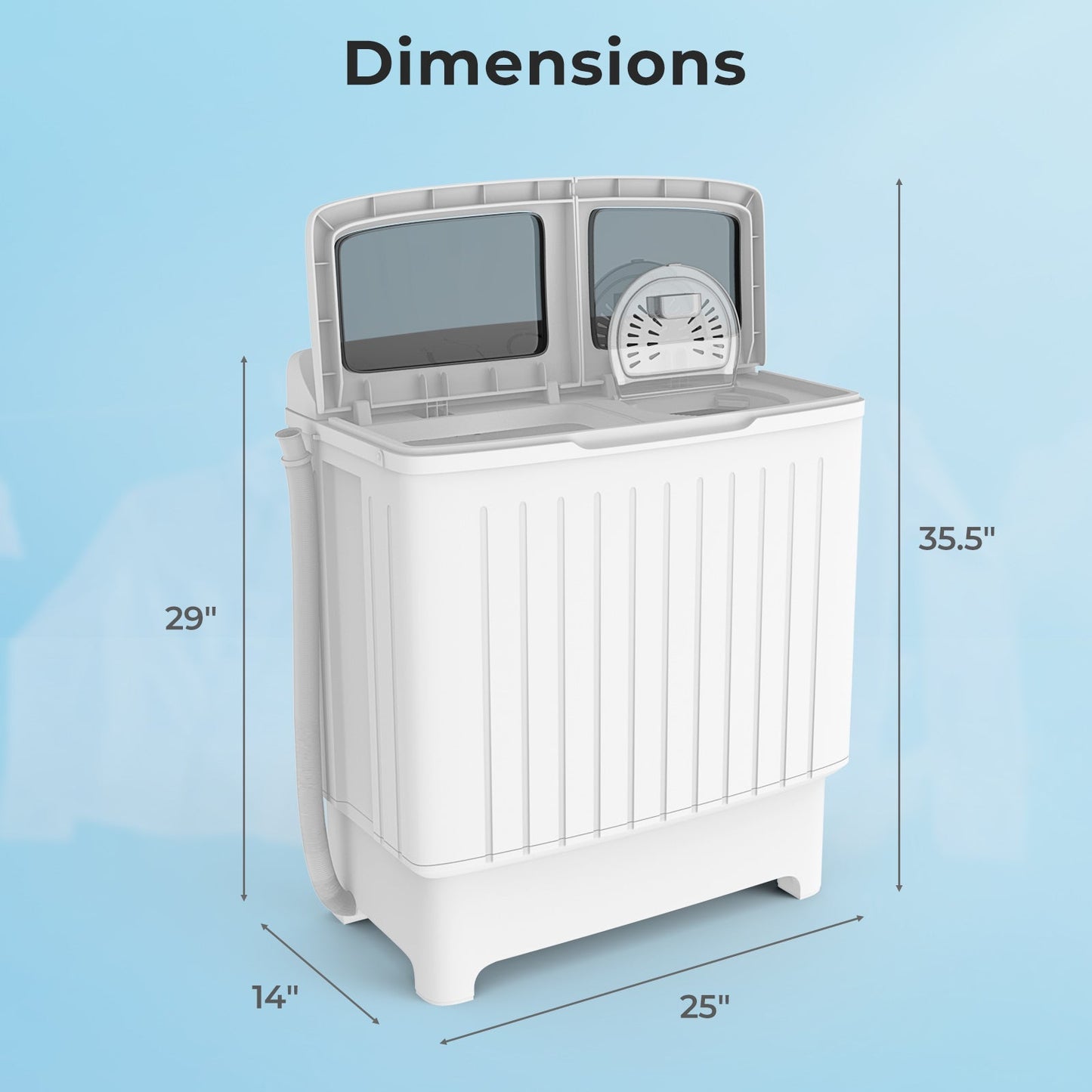 20 lbs Portable Washing Machine with Built-in Gravity Drain-Gray
