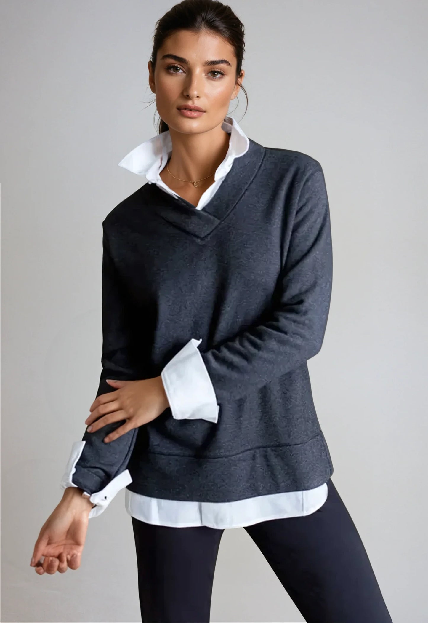 Power Vee 'Sweater' Sweatshirt - Charcoal Gray