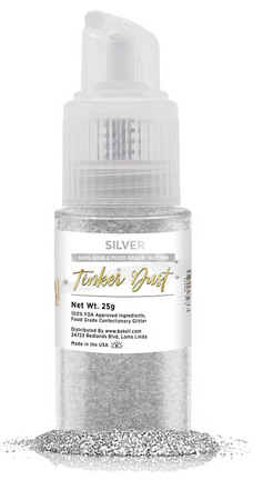 Poudre Scintillante Comestible en Spray Bouteille Pompe - Argent