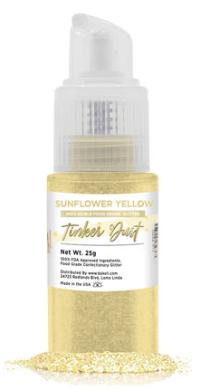 Poudre Scintillante Comestible en Spray Bouteille Pompe - Jaune Tournesol