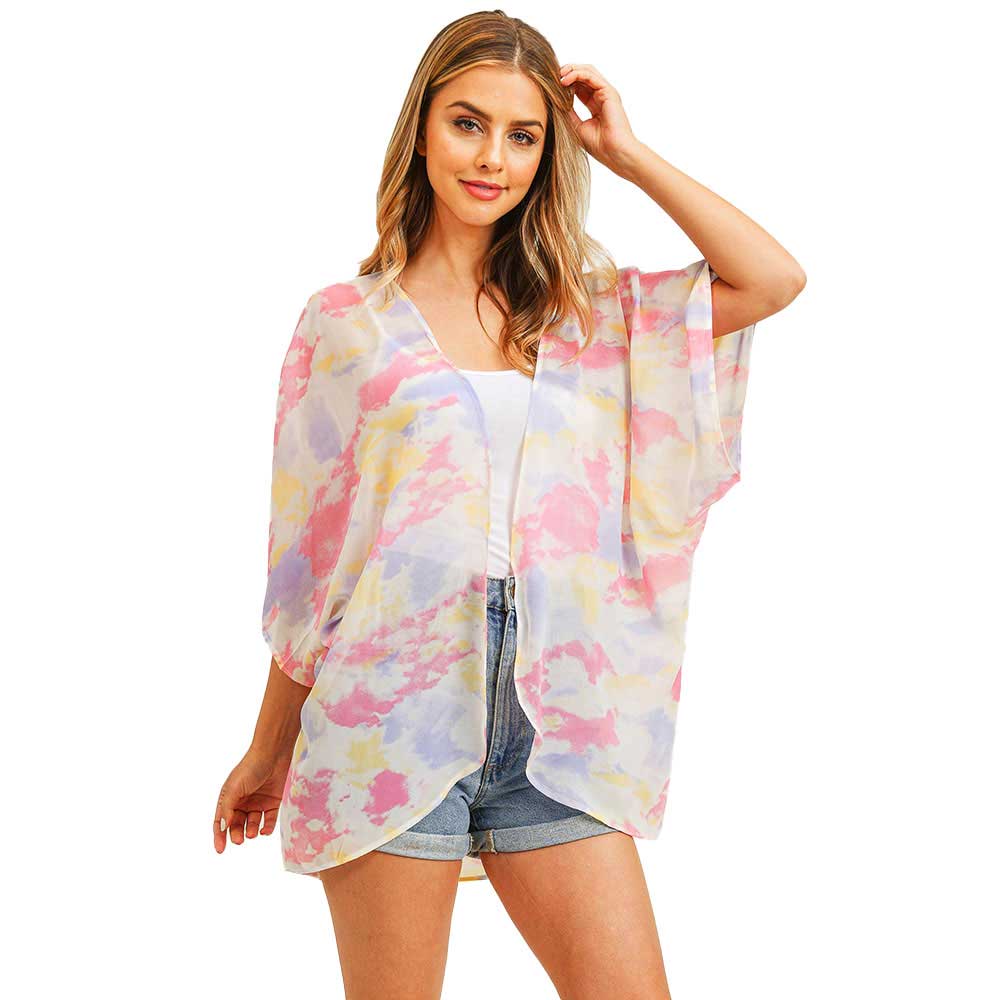 Trendy Tie Dye Cover Up Kimono Poncho