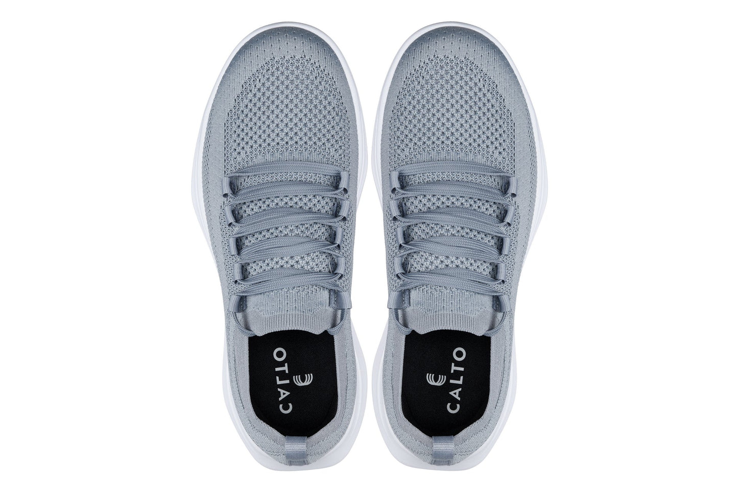 CALTO - QA065 - 2.4 Inches Taller (Grey/White Sole) - Lightweight Knitted Sneakers