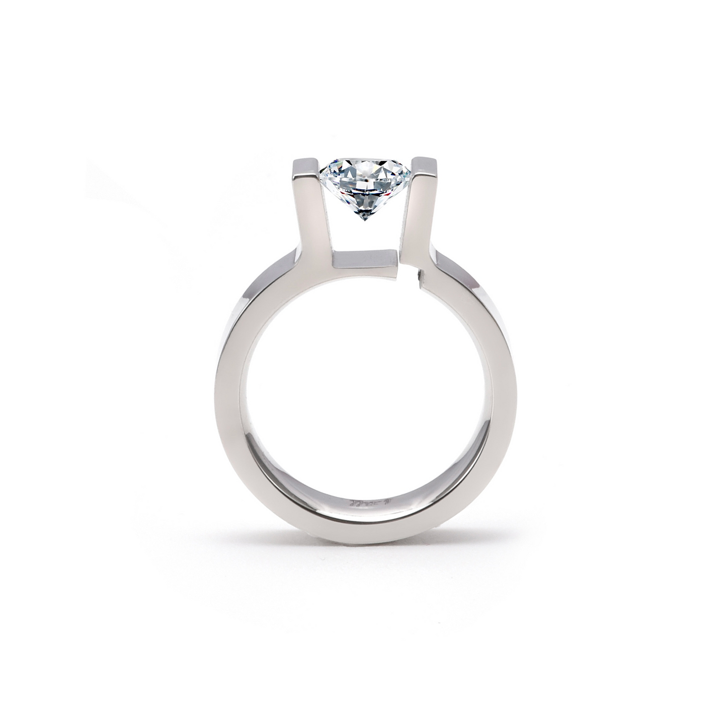RG074MW B.Tiff Tension 1 ct Moissanite Round Solitaire Engagement Ring