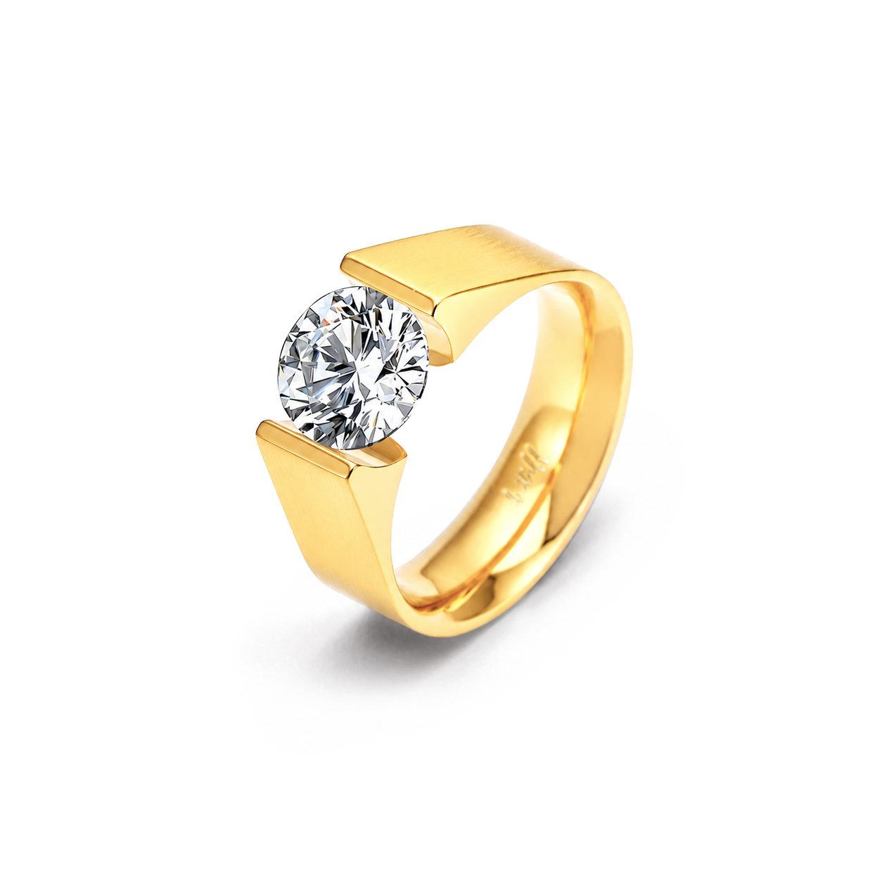 RG093G B.Tiff Gold 2 ct Round Solitaire Engagement Ring