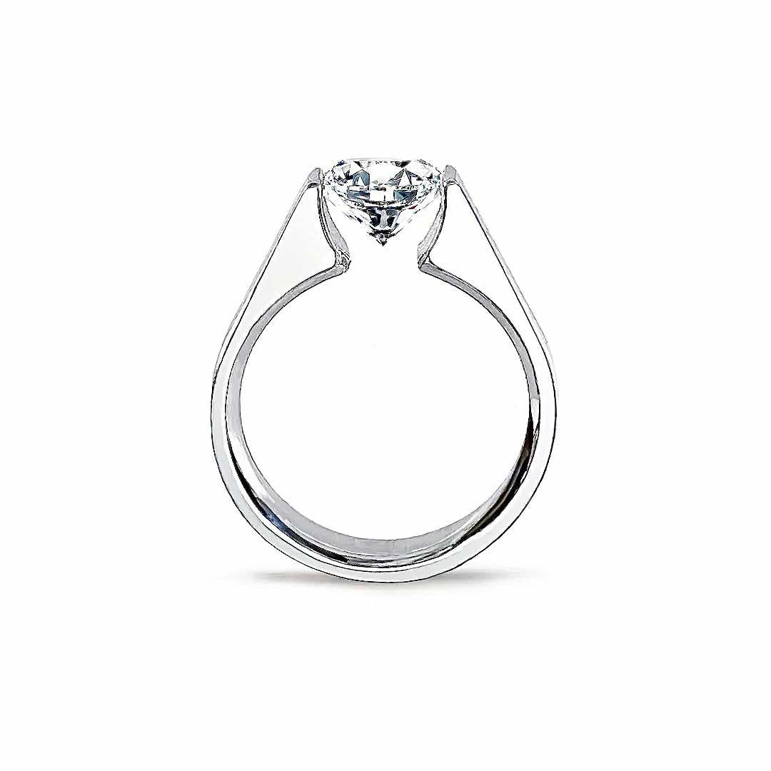 RG093MW B.Tiff 2 ct Moissanite Round Solitaire Engagement Ring