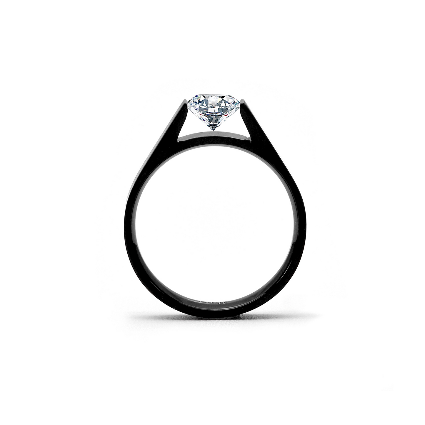 RG096B B.Tiff Tension Black .75 ct Round Solitaire Engagement Ring