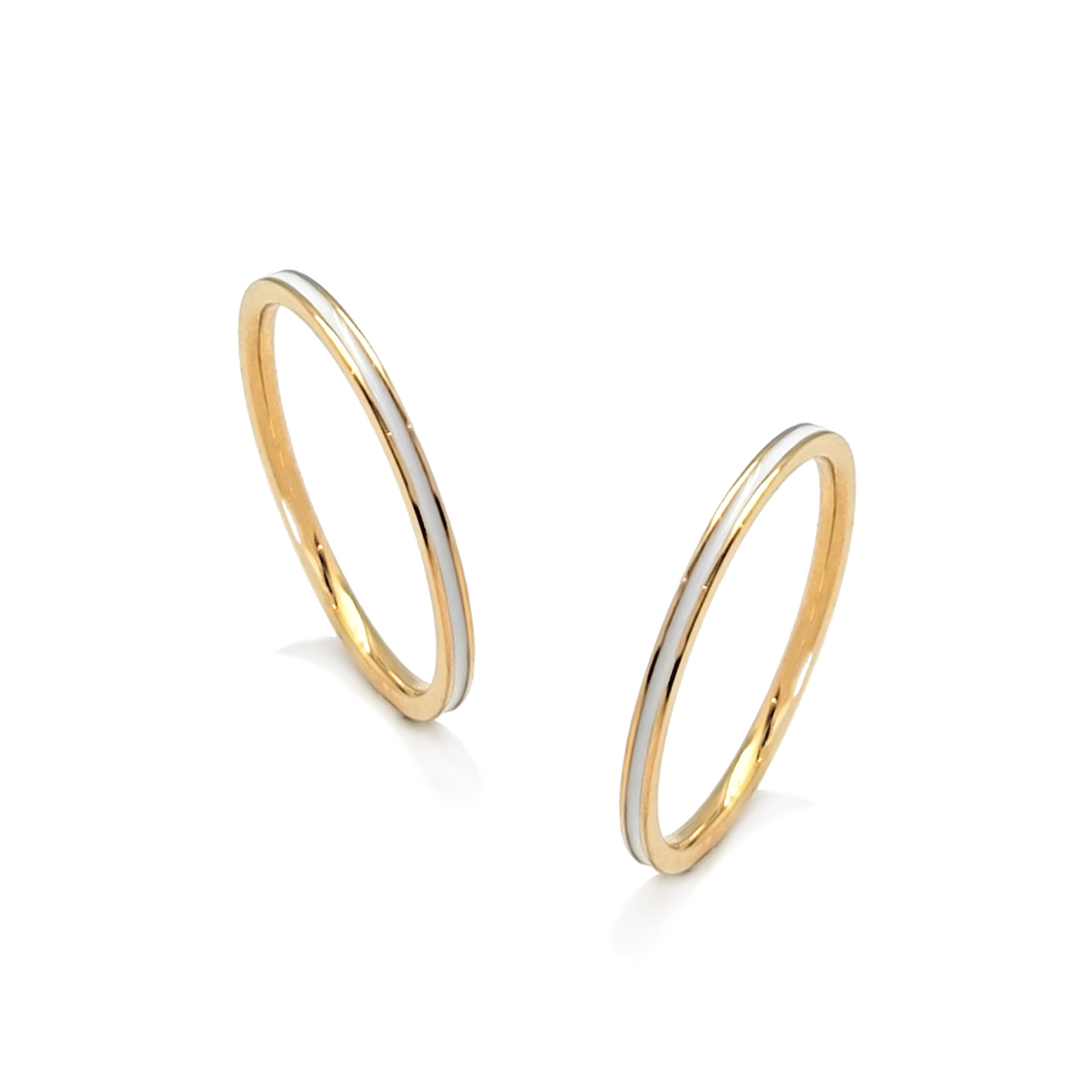 RG100GW B.Tiff "The Hamptons" White Enamel Gold Ring 2-Pack [Thin Band]