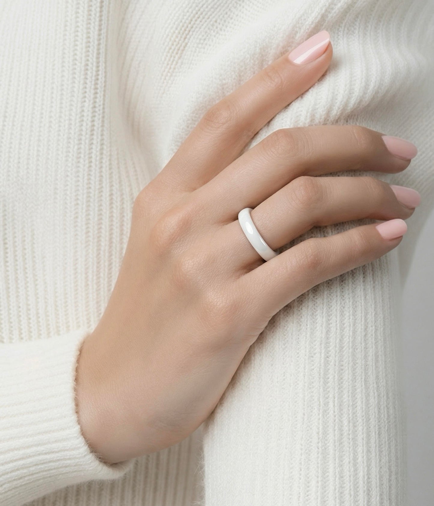 RG106WP B.Tiff Plain White Ceramic Ring