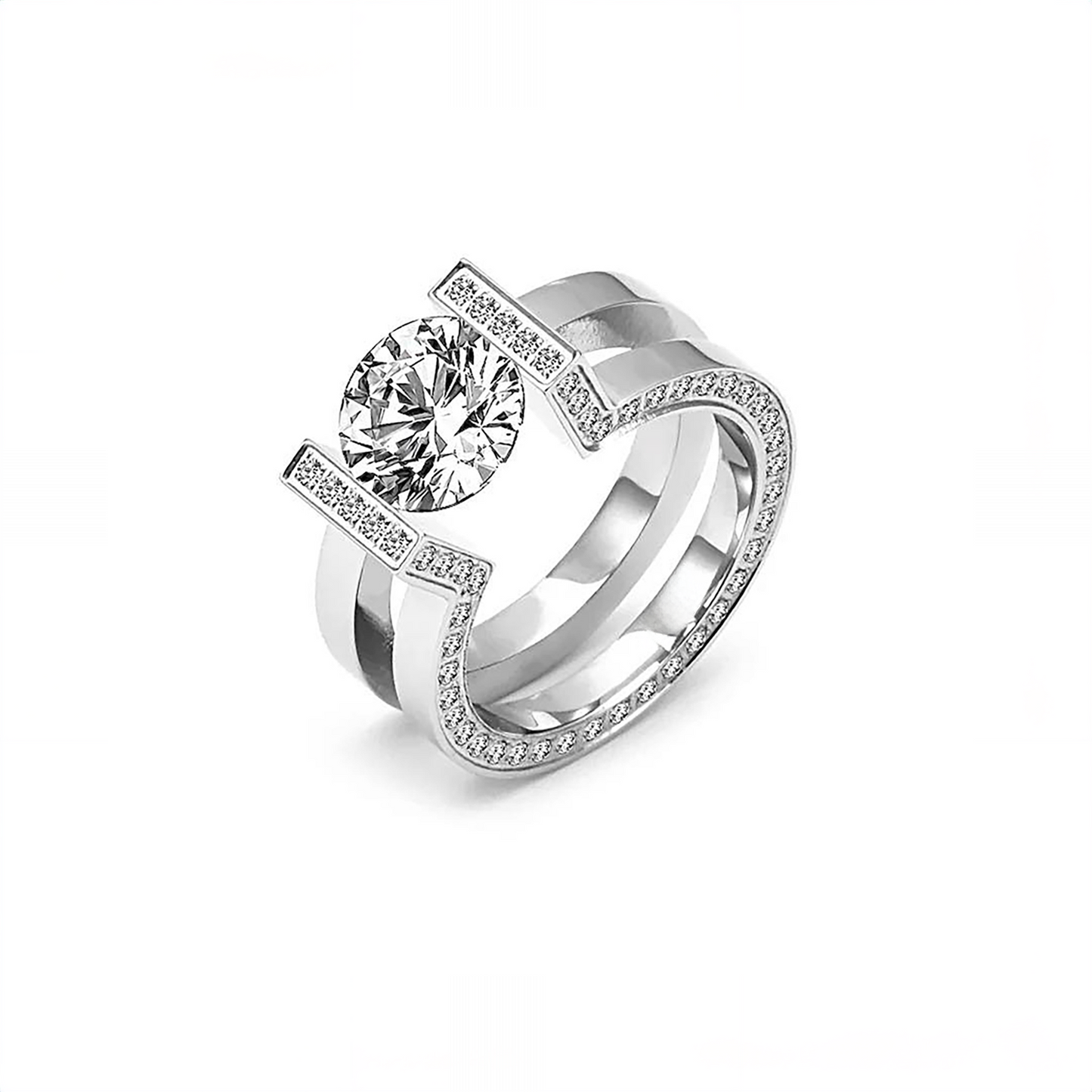 RG108W B.Tiff 2ct Round Solitaire Interlocking Engagement Ring