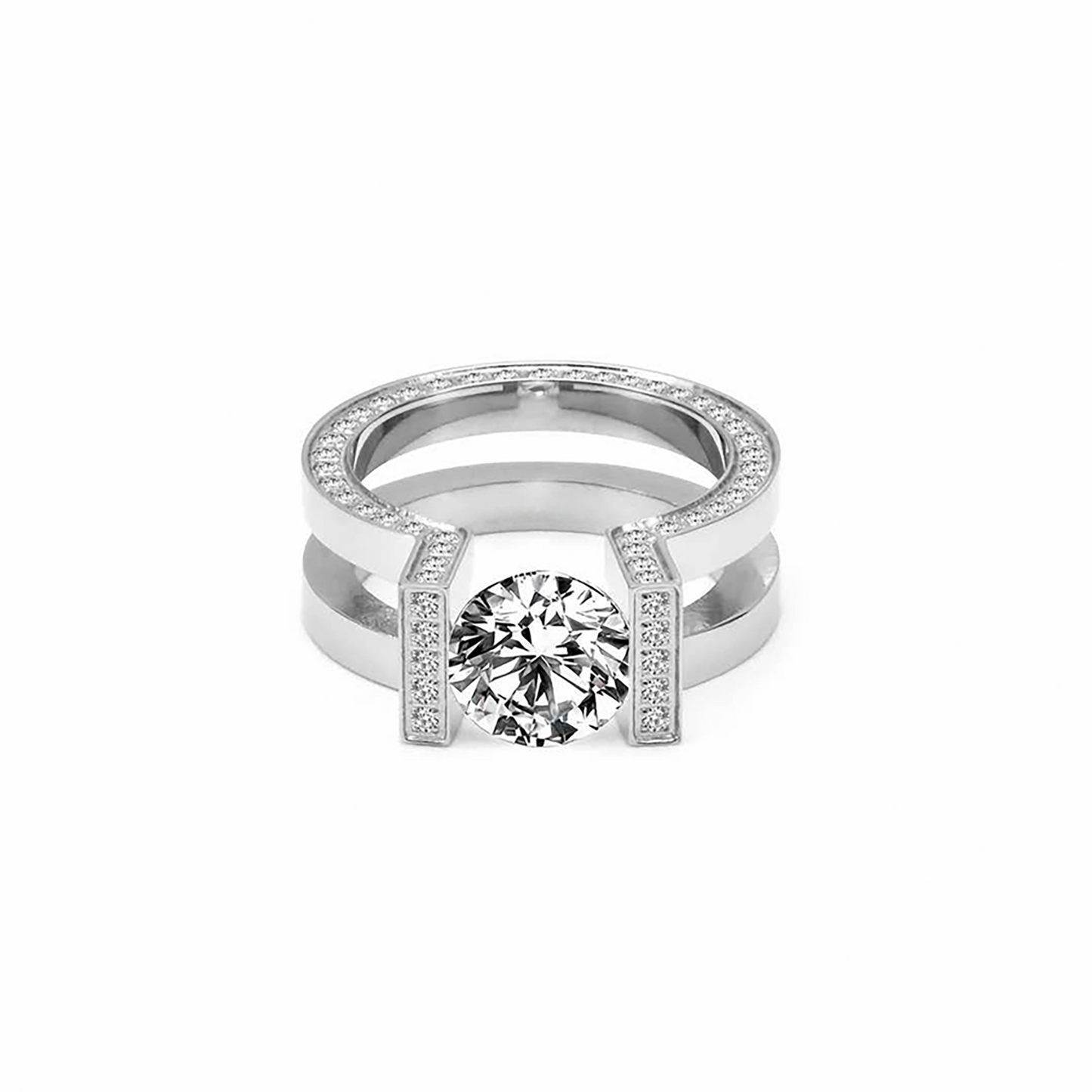 RG108W B.Tiff 2ct Round Solitaire Interlocking Engagement Ring