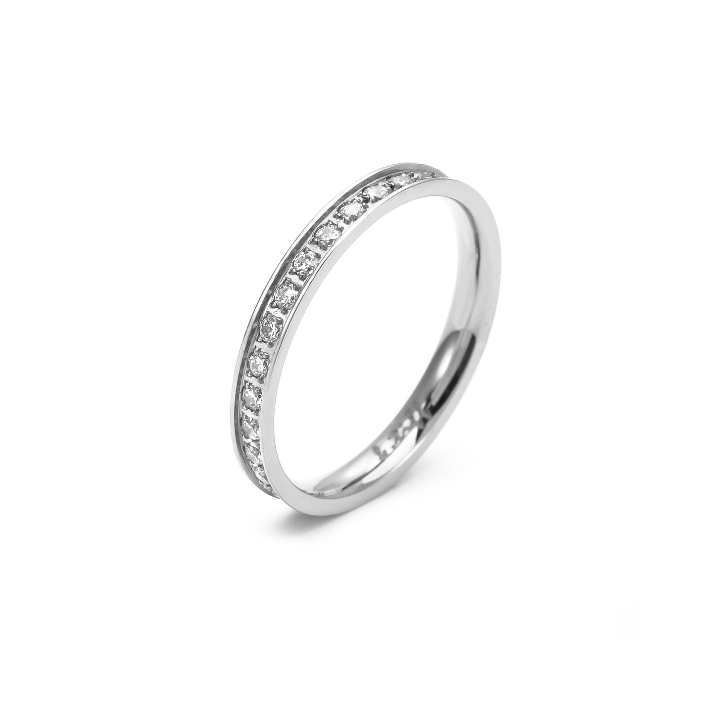RG108W-111W B.Tiff 2ct Round Solitaire Interlocking Engagement Ring & Eternity Band Set