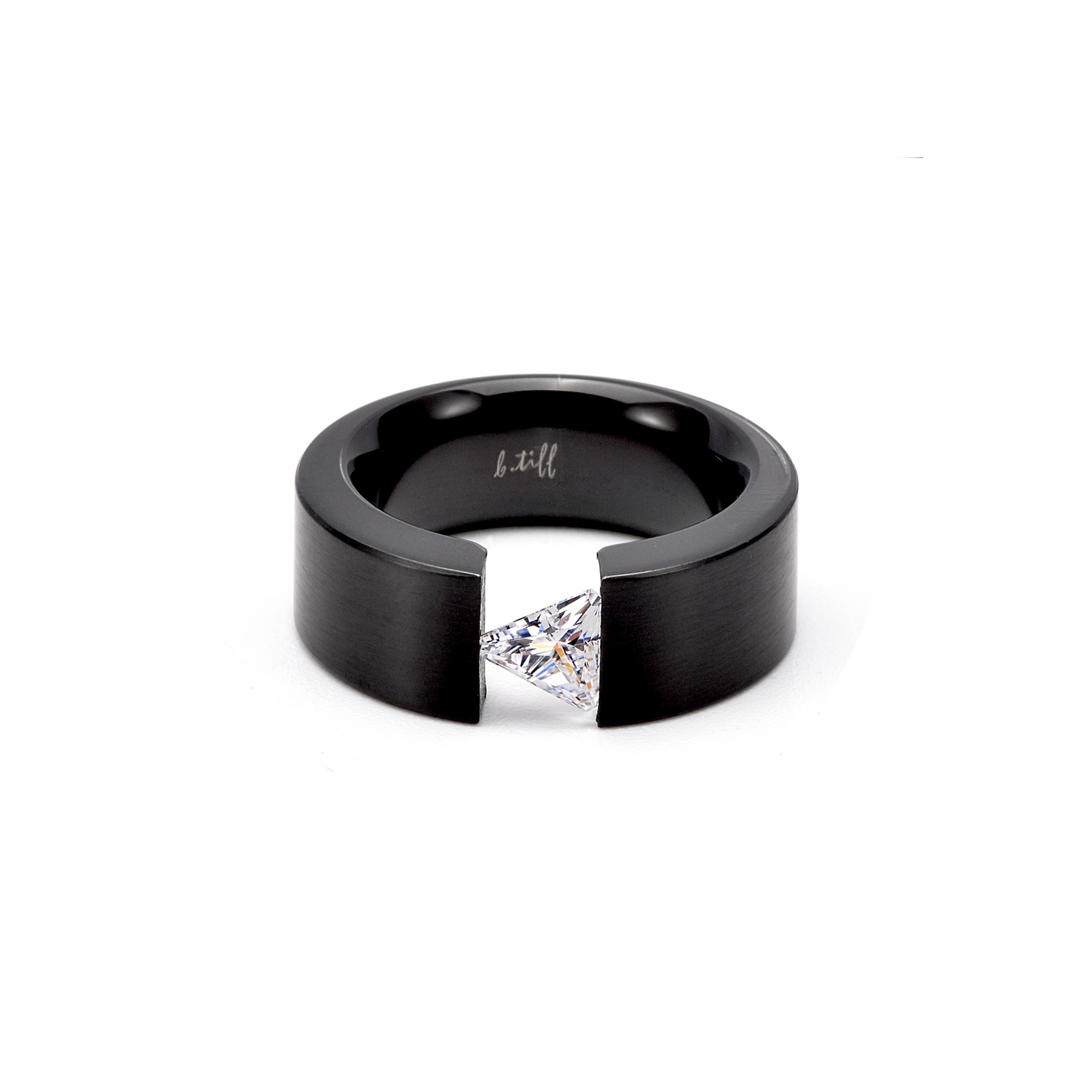 RG113B B.Tiff Black 1 ct Trillion Cut Solitaire Ring [Wide Band]