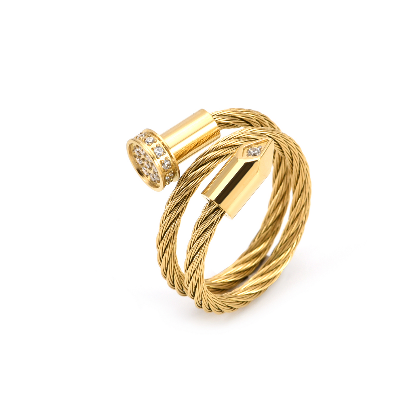 RG115G B.Tiff Gold Pavé Pointe Cable Adjustable Ring