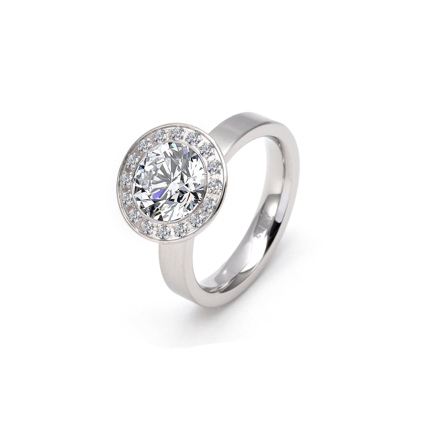 RG125W B.Tiff Aŭreolo 2 ct Round Halo Engagement Ring [Thin Band]