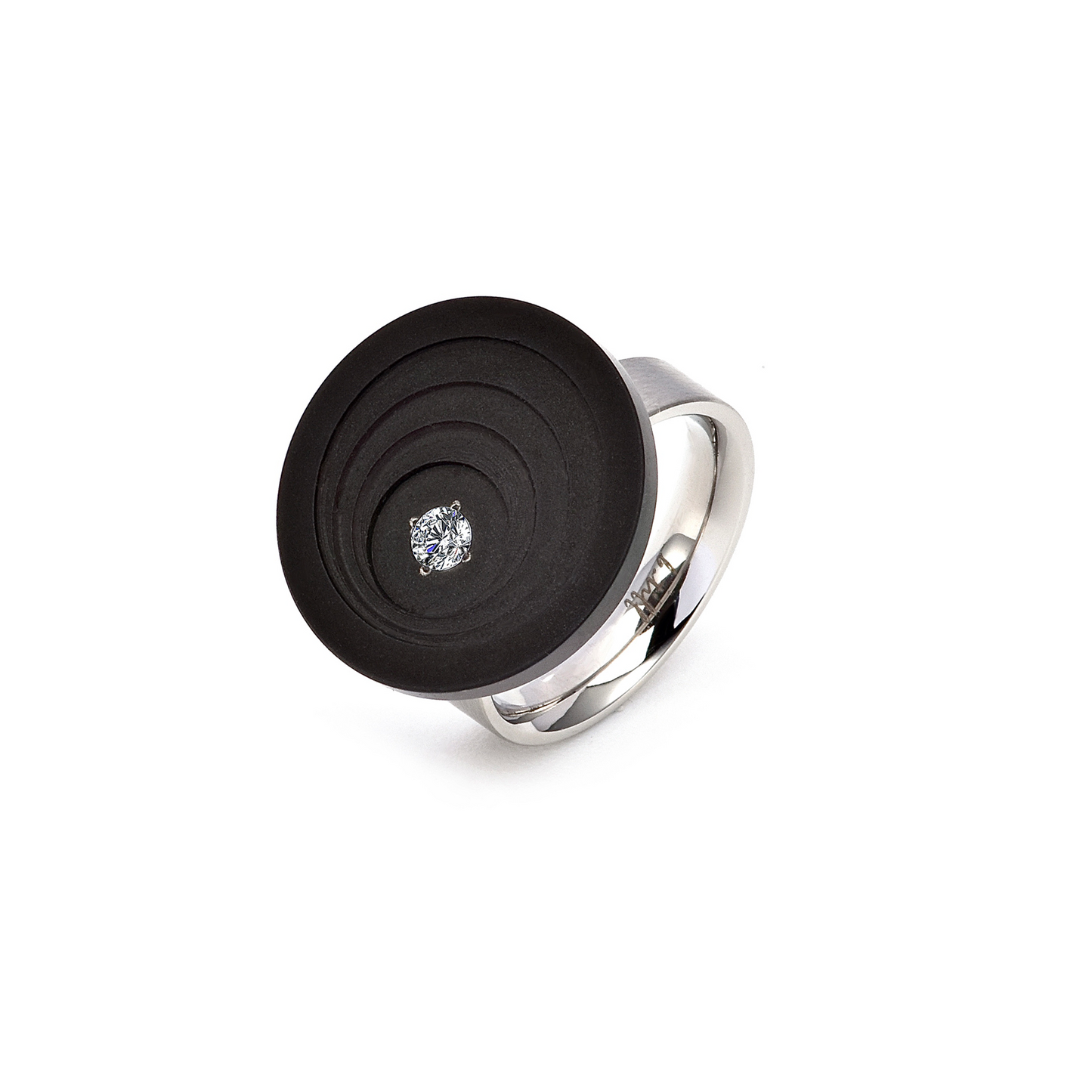 RG205B B.Tiff .12 ct Round Cut Black Solitaire Disk Ring