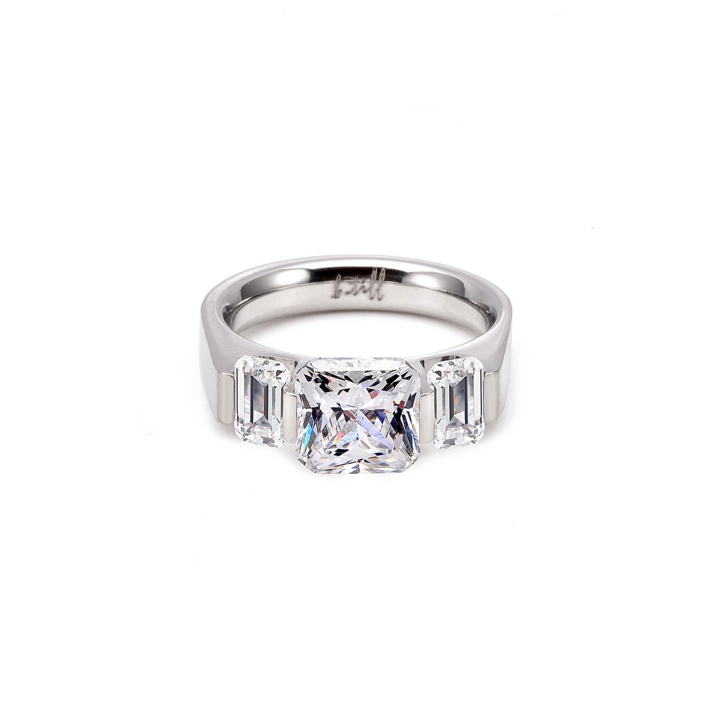 RG206W B.Tiff Tension 2 ct Cushion Cut with Emeralds Engagement Ring
