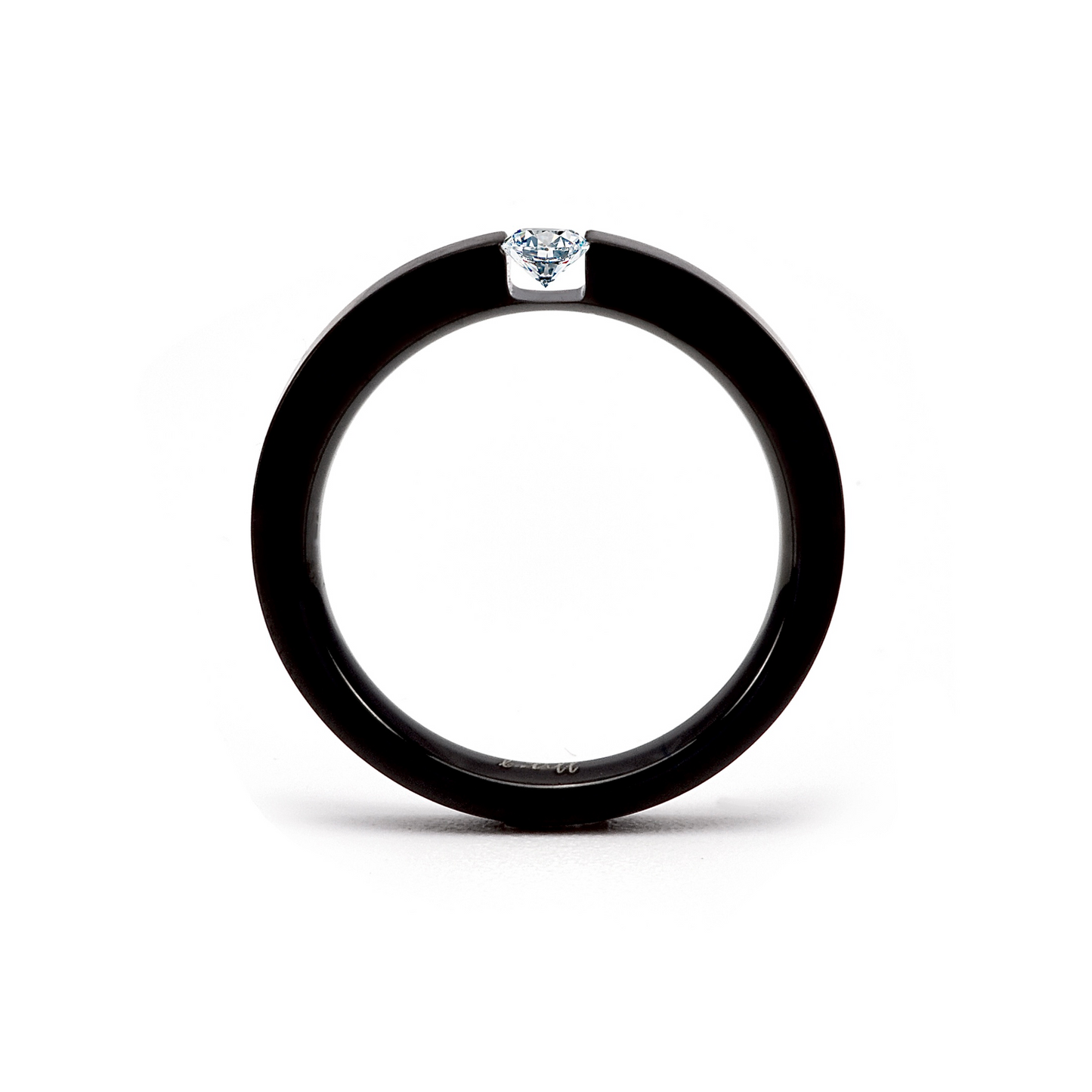 RG301B B.Tiff .12 ct Princess Cut Black Solitaire Ring [Thin Band]