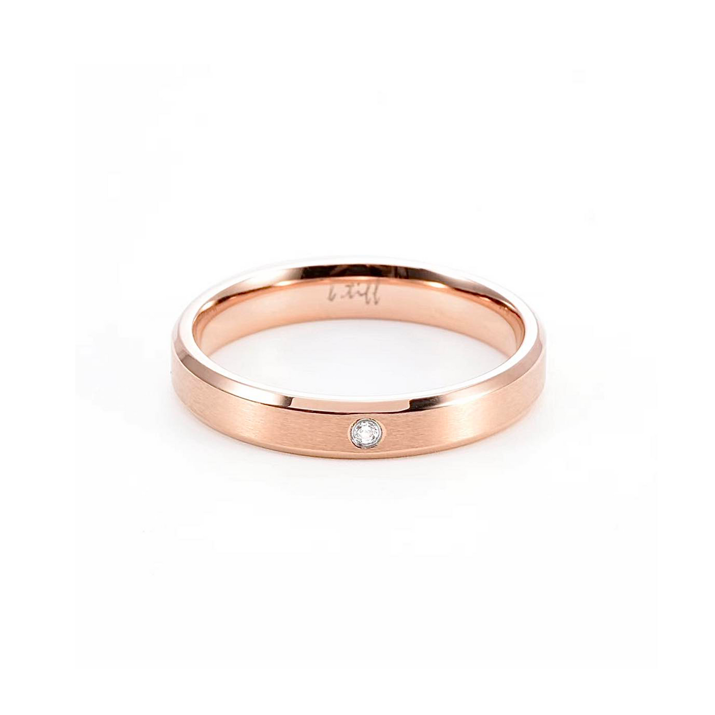 RG403RG B.Tiff Rose Gold Pavé Beveled Edge Ring